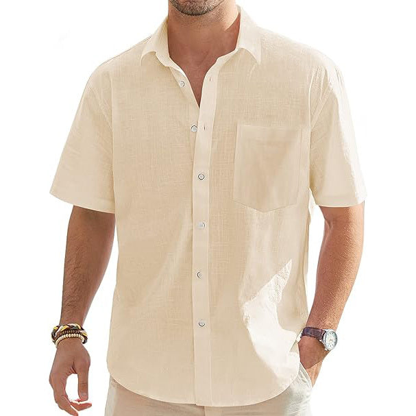 Men's Cotton Linen Short Sleeve Shirts