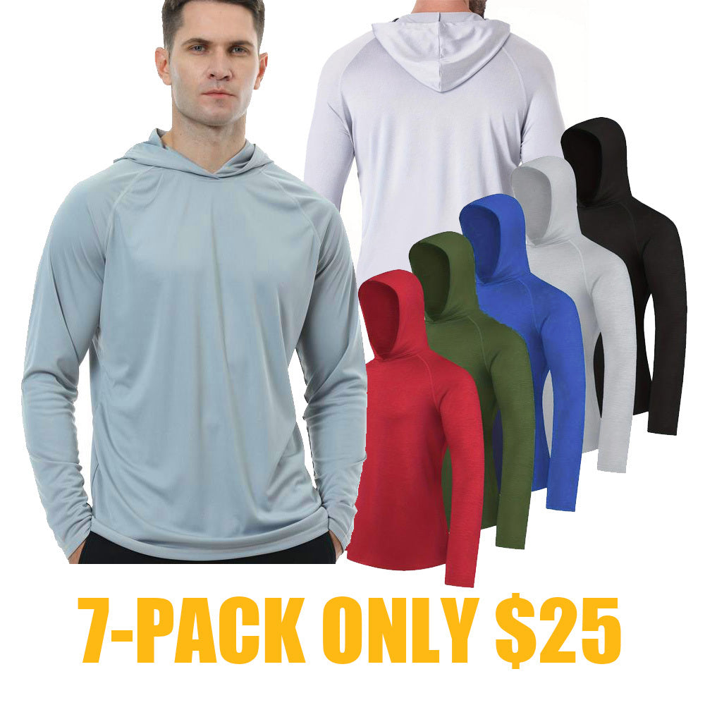 Men's UPF 50+ Athletic Hoodie - Moisture Wicking Long Sleeve Sun Shirt