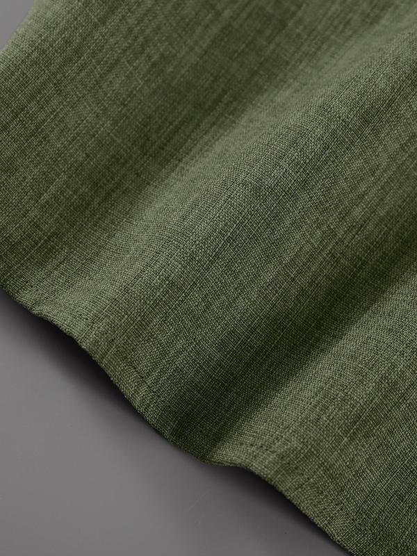 Men's Solid Button Shirt & Drawstring Waist Pants Loungewear